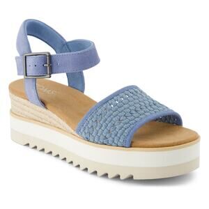 TOMS “Diana” Faded Sky Denim Basket-Weave Platform Sandals | Sz. 7.5
